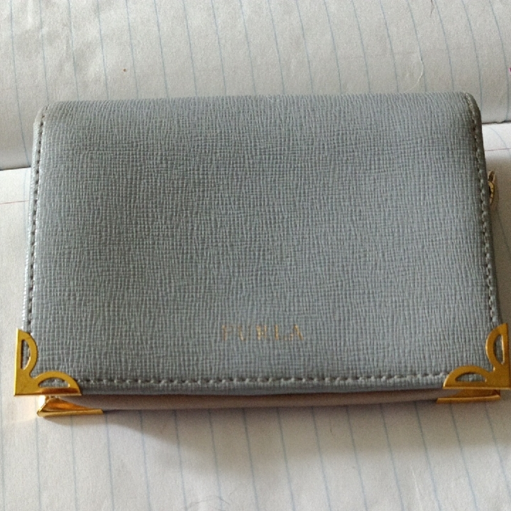 Furla Light Gray Wallet with Gold Details